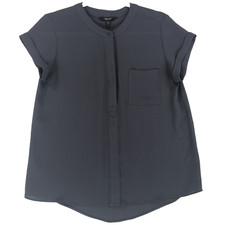 Simply Vera Women's PS Petite Semi Sheer Tunic Gray Poly Short Sleeve Pullover