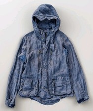 Barbour Tokito Yoshida Mount camicia a spina di pesce giacca da campo lino blu con cappuccio M