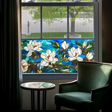 Stained Glass Window Privacy Film Decorative, Static Cling Stained Glass Stic...
