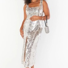 NEW Show Me Your Mumu Eden Midi Silver Sequin Dress XL
