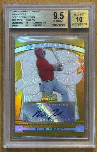 2009 BOWMAN STERLING MIKE TROUT ROOKIE AUTO GOLD REFRACTOR /50 BGS 9.5 GEM