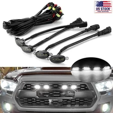 4X LED Front Grille Grill Running Lights Smoked White For Ford F150 Raptor Style