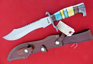 Antonio Bandaras Custom Handmade multi colored bone Bowie Sheath knife MINT