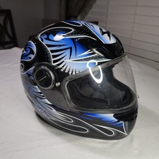 SCORPION EXO Motorcycle Helmet Sz Small 6 7/8 - 7 Black w/Blue  White Graphic