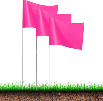 30Pack Pink Marking Flags, JIZHGRAD 15x4x5 Inch Marker Flags Use for Yard & Lawn