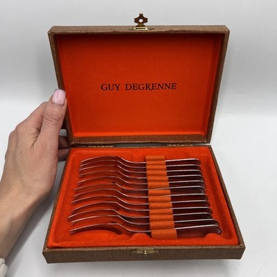 Guy Degrenne Escargot Forks Set 12 Stainless Steel Vintage in Org Box France