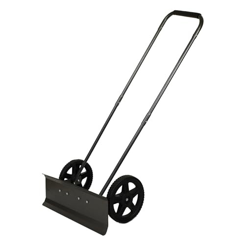 YARD BUTLER SNOW PLOW ROLLING PUSH SHOVEL - 24" WIDE BLADE - BLACK