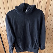 Champion Reverse Weave Black Pullover Hoodie Fleece Logo Pockets Men's S