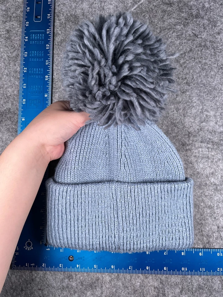 H&M Gorro Toque Mujer Talla Única Azul Tejido 100% Acrílico Pom Grande Invierno Nieve Esquí Foto 4 de 4