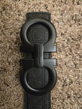 Salvatore Ferragamo Men's Double Gancini Buckle Leather Belt