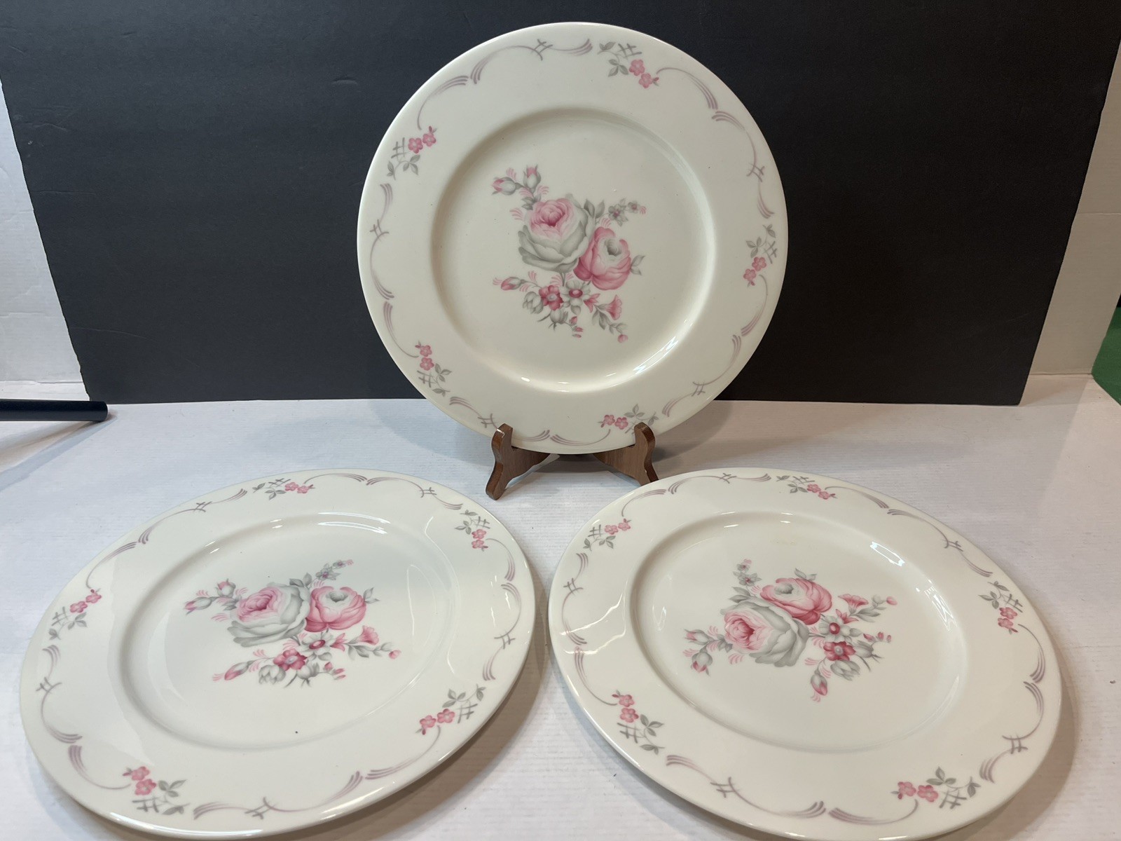 Set of 3 Castleton USA Belrose 10 3/4” Dinner Plates, Vintage Floral Porcelain
