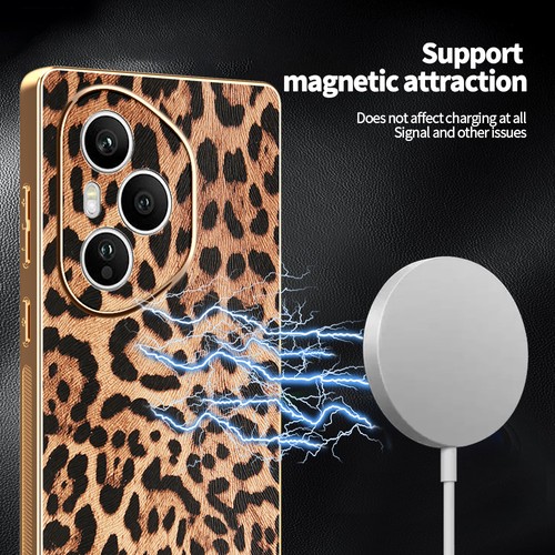 For Honor 400 Pro, Luxury Fashion Soft Electroplated Leopard Print Case Cover - 第 5/7 張圖片