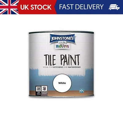 Johnstone's Revive - Tile Paint - White - Upcycling Paint - Gloss Finish 750 ml