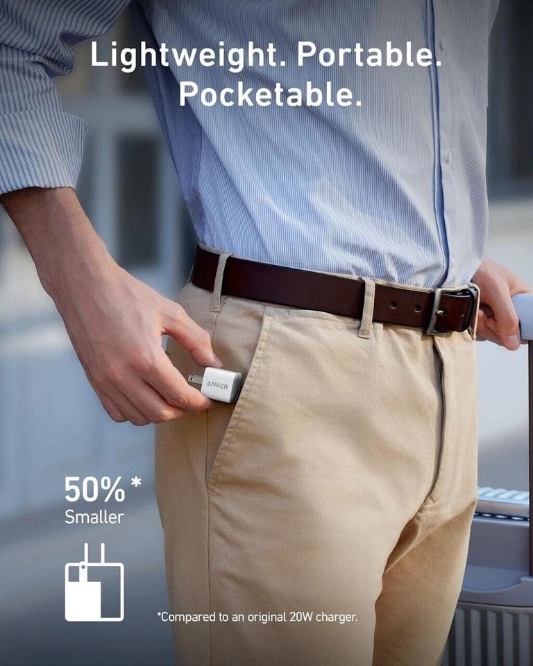 Anker Nano Pro 20W USB-C Charger - White with 2x 6 ft USB-C to Lighting Cable - Image 3 of 4