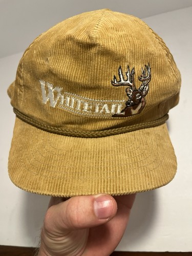 Cappello VINTAGE Whitetail Deer Tan - senape anni 80 90 velluto a coste snapback corda corda - Foto 6 di 9
