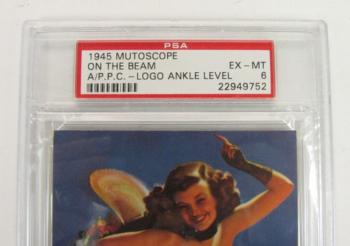 1940s Mutoscope Pin Up Girl Card On the Beam PSA Graded 6 EX-MINT - Picture 3 of 3