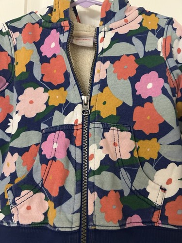 Hanna Andersson 2T Rainbow Faux Shearling Lined Rosy Floral Hooded Jacket Spring - Picture 4 of 6