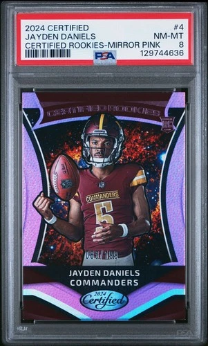 PSA 8 2024 Certified Rookies JAYDEN DANIELS Pink Mirror RC /199 #4 Commanders