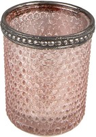 Clayre & Eef 6GL3976 Teelichthalter Ø 6X6 Cm Rosa Glas Kerzenhalter