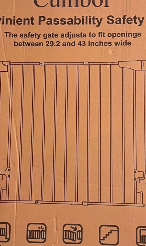 cumbor baby safety gate extends 29.2”-43”, black in color