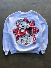 Vintage 90s Size Large 101 Dalmatians Big Graphic White Sweatshirt