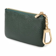 Leather Coin Purse with Key Chain Small Change Purse Card Holder Wallet
