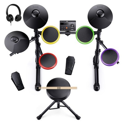 Donner DED-70SE Electric Drum Kit With Headphones Throne Sticks Bundle