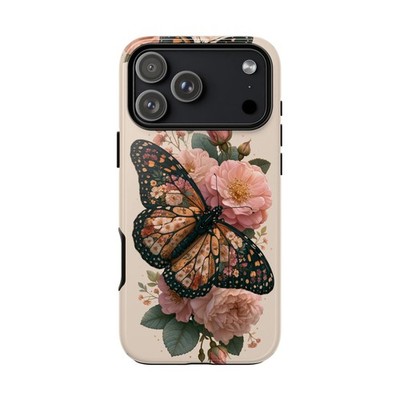 Phone Ink   Monarch Butterfly Floral Roses   Case for iPhone, Galaxy, Pixel