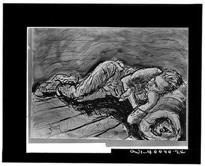 Photo:Untitled 1900s Sleeping Man Sketch Drawing Figure Study