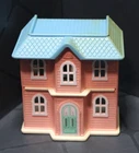 Little Tikes MINIATURE DOLLHOUSE Pink Mansion Blue Roof 5554 Used Free S&H