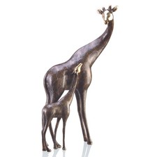 SPI Brass Giraffe Mama and Baby Statue