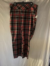 Jones New York Black/Red Tartan Plaid Pull On Slim Legs Pants Sz 1X 38" Waist