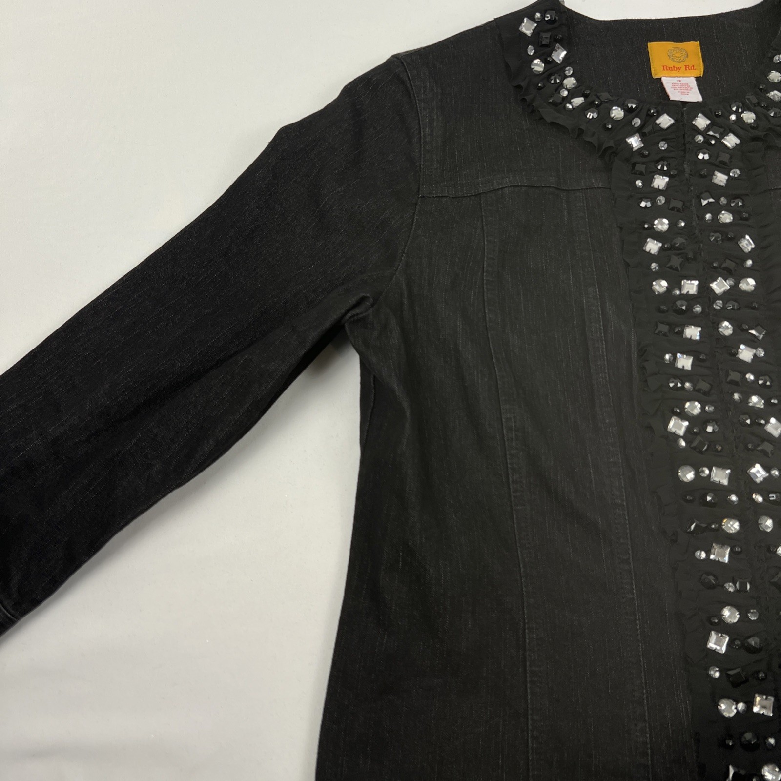 Ruby Rd. Jacket  Womans Size 12 Black with Rhines… - image 10