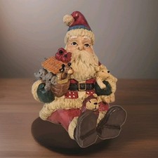 Vtg Resin Santa Figure Christmas Animals