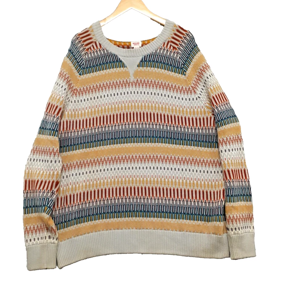 Mossimo Men Geometric Striped Knit Crew Neck Sweater Fall Color Cotton Size XXL - Image 2 of 4