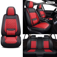 Faux Leather Seat Cover Full Set Front Blackred For Pickup Truck Suv Universal Faux Leather Seat Cover Full Set Front Blackred For Pickup Truck Suv Universal
