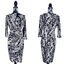 Calvin Klein animal print faux wrap fitted stretch dress size 8