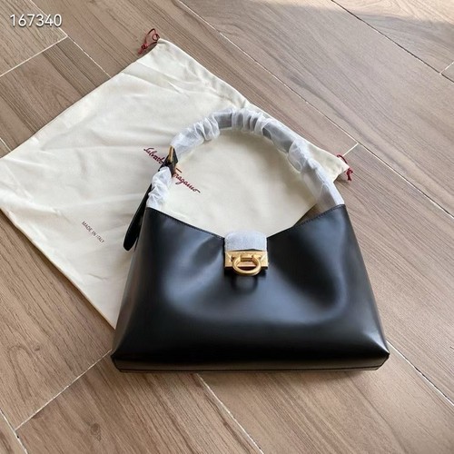NEW! Ferragamo Trifolio Small Leather Shoulder Bag in BLACK (Dust Bag Included)