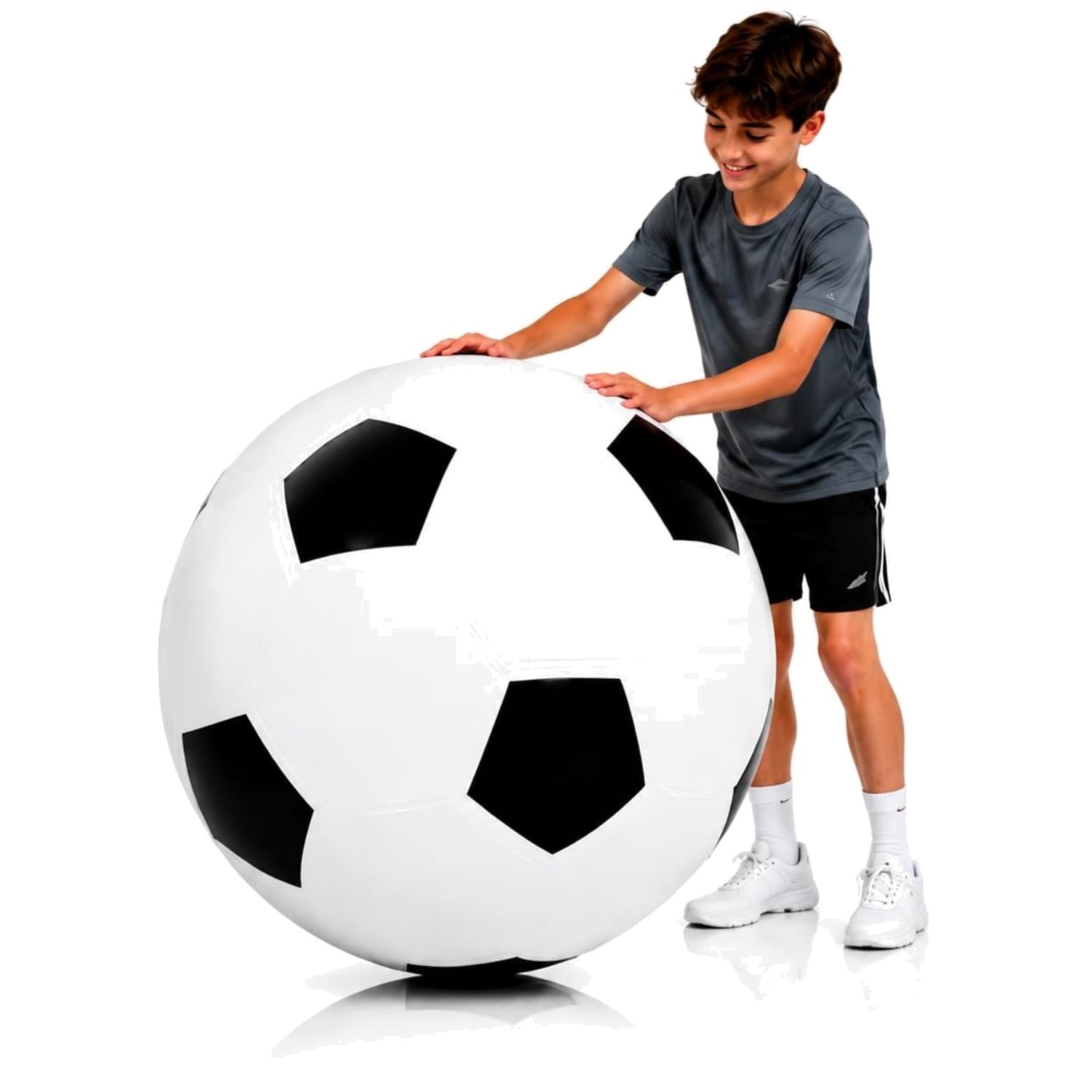 Kinder Fußball Gummi XXL 80cm aufblasbar Outdoor Spielzeug Mädchen Jungen