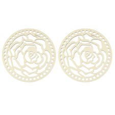 2Pcs Crochet Basket Base, 5.5" Round Wooden Basket Bottoms, Wood Color Rose 