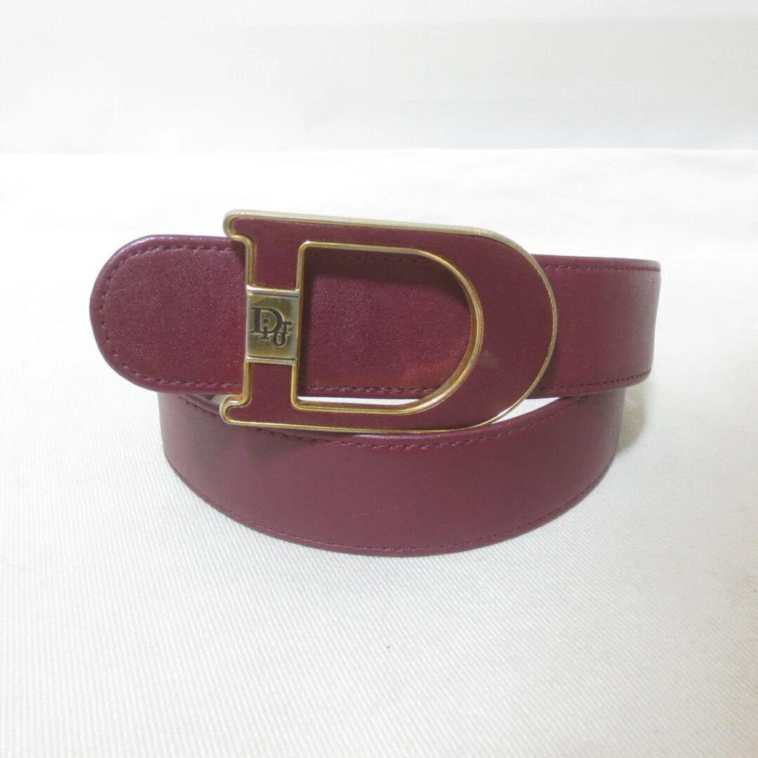 Ceinture femme Christian Dior bordeaux boucle D vintage