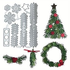 Christmas Tree Wreath Pine Leaf Metal Cutting Dies Scrapbooking Embossing Crafts