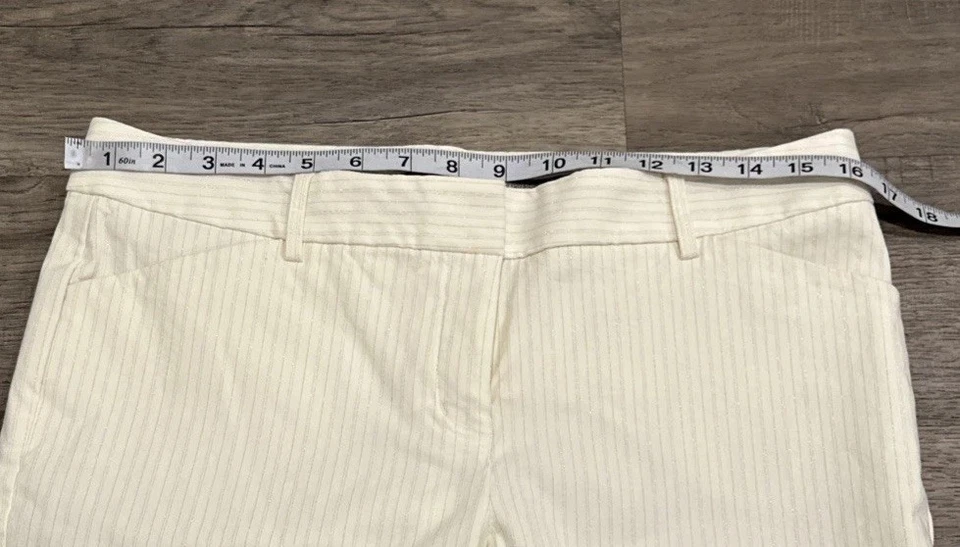 Express Editor Pants Womens 8 Ivory Metallic Stripes Stretch Bootcut Low Rise - Image 4 of 4