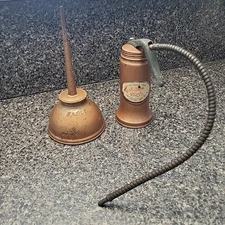 VINTAGE Golden Rod Dutton Lainson  Flexible Spout Pump Oiler Oil Can & Eagle Can
