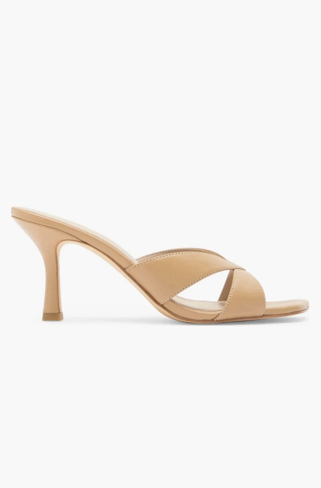 Stuart Weitzman Miami Slide Leather Sandal Women's, 11, 41.5, Golden Beige New - Image 4 of 4