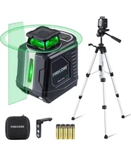 Firecore Laser Level with Tripod, 360° Self Leveling Cross Line Laser Level, Gre