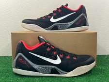 8 Men/9.5 Women - Nike Kobe 9 EM Low Black Red Basketball Shoes 646701-001