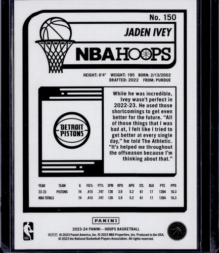 2023-24 NBA Hoops Jaden Ivey Gravity 09/75 - Picture 2 of 2