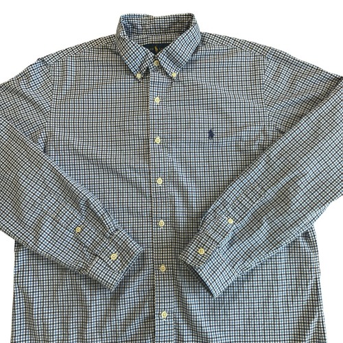 Vintage Polo Ralph Lauren Herren Large blau kariert Button Down Hemd Pony Baumwolle - Bild 9 von 9