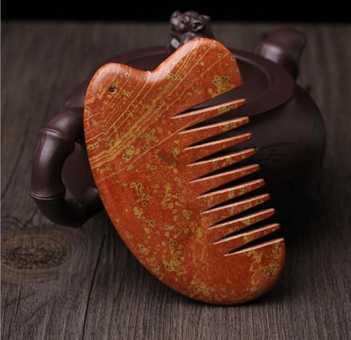 Natural Comb Shape Gua Sha Si Bin Red Stone Shagua Massager Healthy Beauty Tool - Picture 2 of 3